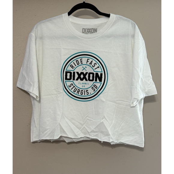 Dixxon Womens White Cropped T-Shirt Sturgis Ride Fast Size XL New - Picture 1 of 5